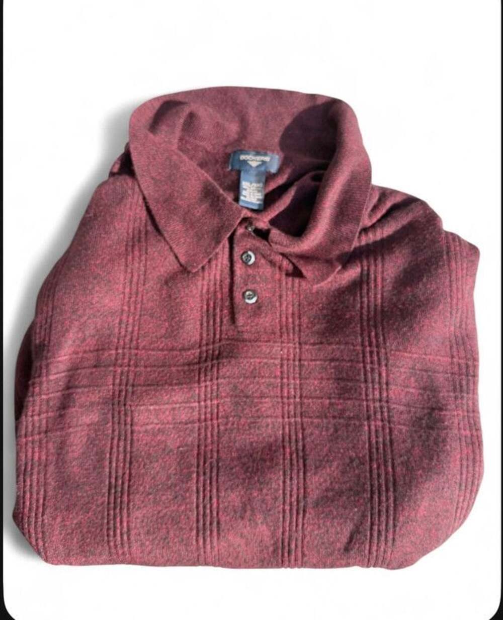 Dockers Burgundy Long Sleeve Ribbed Polo Shirt Men’s XL